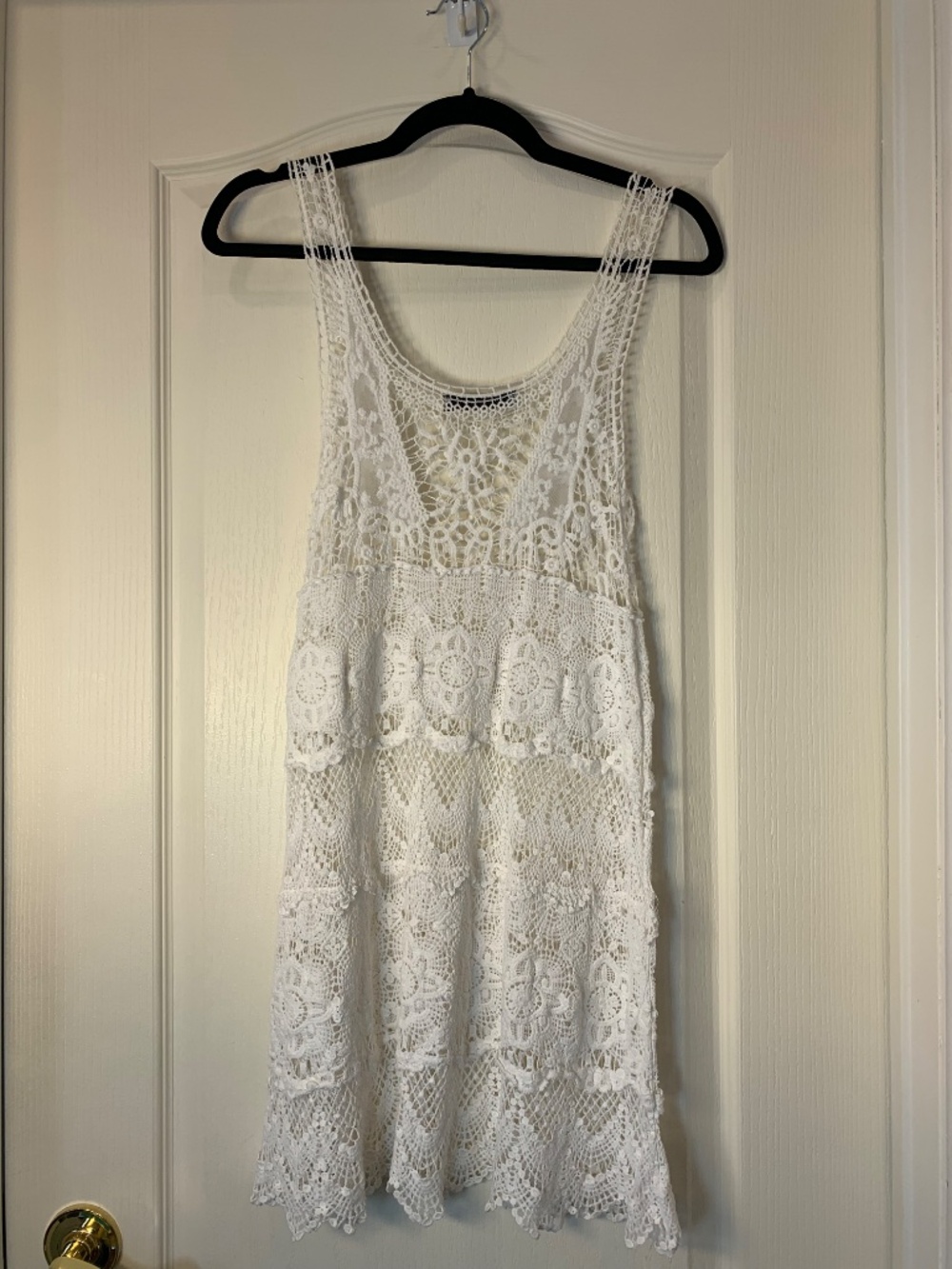 Dulcie Boho Crochet Lace Dressβ White Festival Beach Cover-Up Sheer Small